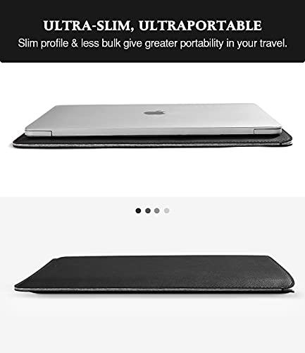 MoKo 14 Inch Laptop Sleeve Bag PU Leather Slim Protective Carrying Case - color: Black, size: 14 Inch