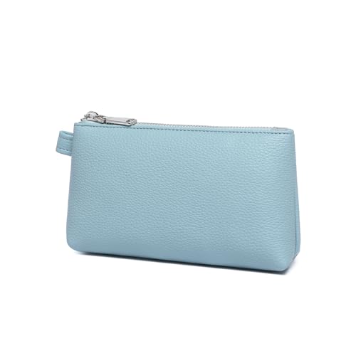 Small Makeup Bag for Purse, Leather Cosmetic (Phthalocyanine Blue) - color: Phthalocyanine Blue