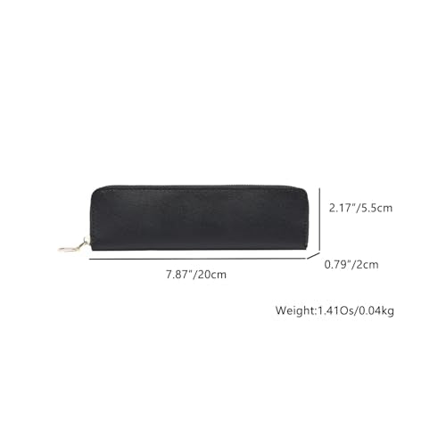 PU Leather Pencil Case Organizer Compact Design Lightweight Stylish Storage Solution for School Supplies (Black,Polyurethane (PU)) - color: Black