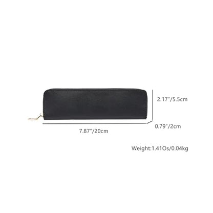 PU Leather Pencil Case Organizer Compact Design Lightweight Stylish Storage Solution for School Supplies (Black,Polyurethane (PU)) - color: Black