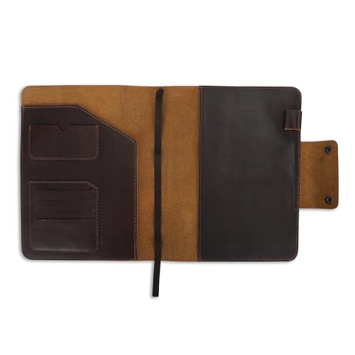 XL Leather Journal Cover 7.5 X 9.75 In With Dual Button, Brown - size: XL (7.5 x 9.75 In), style: Short Flap Double Button