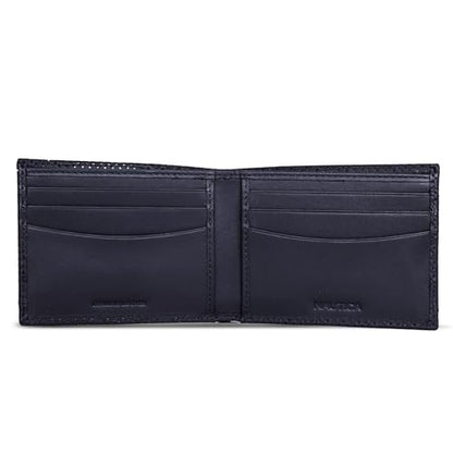 Nautica Men's Bifold Leather Wallet | RFID Blocking | ID Window | Card Slots | Organization | Durable | Stylish - color: Perforated - Navy