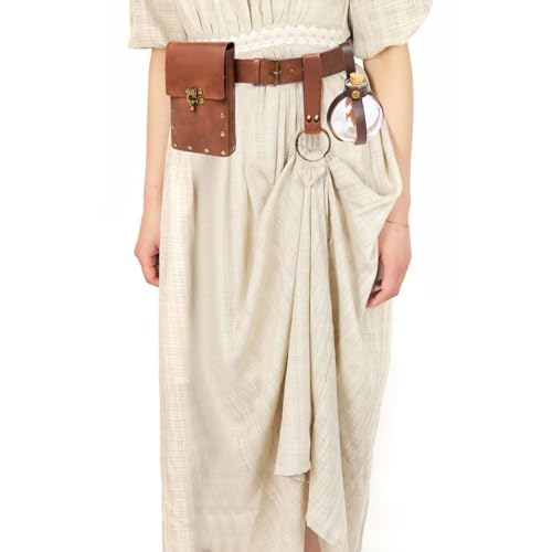 Belt Pouch Waist Bag Fanny Pack Steampunk Phone Holder Medieval Bag Leather Belt Renaissance Cosplay Costume Accessories (Tri-Brown) - color: Tri-Brown