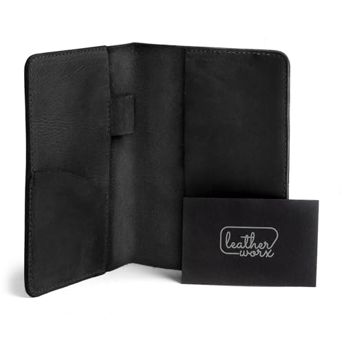 Leather Field Notes Cover, Leather Notebook Cover 3.5 x 5.5 in. with Card and Pen Holder, Handmade Protective Storage for Pocket Moleskine Journal Cover, Book & Notebooks, Notepad Wallet for Travelers (Charcoal Black) - color: Charcoal Black