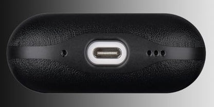 LOPIE Leather Case for AirPods Pro 2nd Generation - Handmade AirPods Pro 2 Case Cover with Lanyard - Made of Full Grain Leather - Drop Protection Hard Shell Cover - Wireless Charging Compatible, Black - color: Black, size: Top Grain Leather