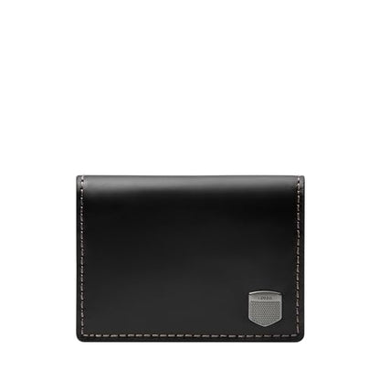 Fossil Wallet for Men, Hayes Leather Card Case; Men's Bifold Leather Wallet, Black - color: Hayes Black