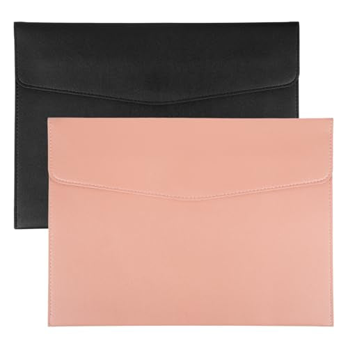 PATIKIL 2Pcs PU Leather A4 File Folder, Document Holder Envelope Waterproof Napa Texture Filing Organizer Portfolio Folder Case with Magnetic Snap Closure for Home Office, Black, Pink - color: Black, Pink