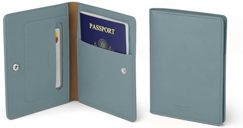 carrotez Premium RFID Blocking Leather Passport Holder & Wallet – Fog Blue - color: Fog Blue