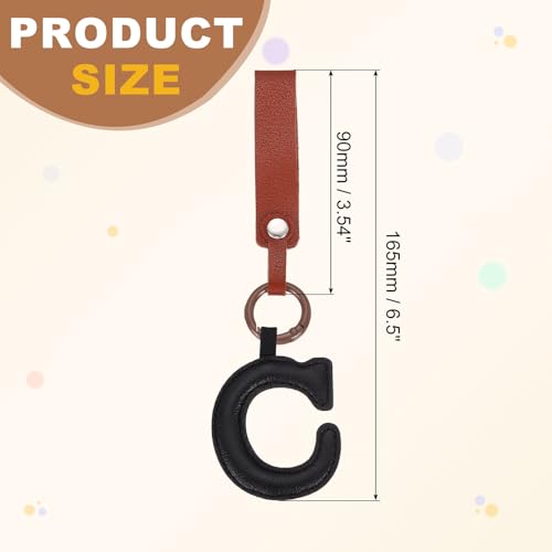PATIKIL Initial Letter Keychain, PU Leather Key Chains Women Cute Short Lanyard Bag Charm - color: Black