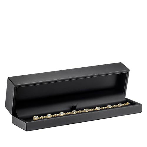 Luxury Soft Leather Bracelet Box for Jewelry - Necklace & Bracelet Case with Leather Interior - Elegant Jewelry Necklace Box for Women & Men - Exquisite Jewelry Gift Box by AllurePack - color: Black, size: Bracelet Box