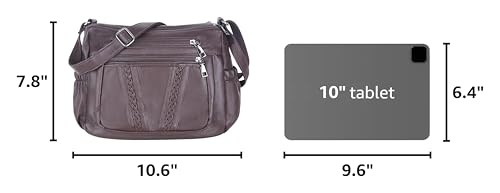 ELDA Crossbody Bags For Women Pocketbooks Soft PU Leather Purses and Handbags Multi Pocket Shoulder Bag - color: Coffee