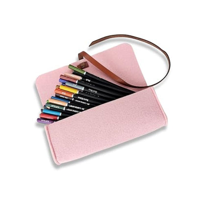 meori Felt Pencil Pouch with Artistic Vegan Leather Closure, Stylish Modern Design Durable (Dream Rose, 2 Pack) - color: Dream Rose, size: 2 Pack