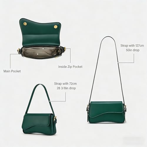 Amszke Shoulder Bag for Women Y2K Crossbody Purse PU Leather Underarm Handbag 2 Adjustable Strap for Daily Commute Travel - color: Green