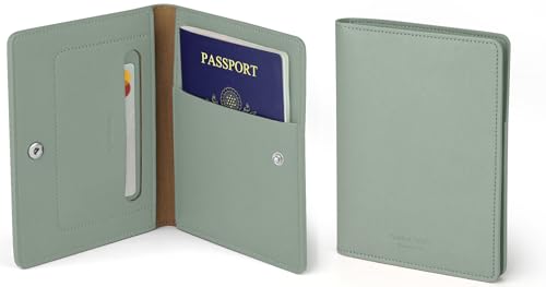 carrotez Premium RFID Blocking Leather Passport Holder & Wallet – Mint Grey - color: Mint Grey
