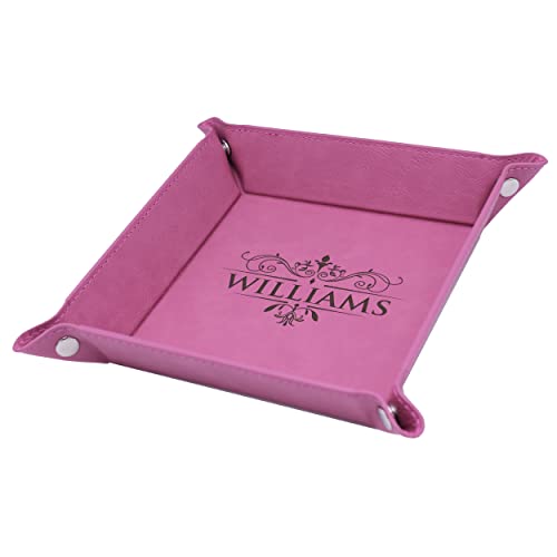 Custom Personalized Catchall Valet Catch All Tray - Engraved and Monogrammed (Pink) - color: Pink
