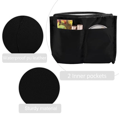 MAANGE Cosmetic Bags for Women Small Makeup Bag for Purse Pu Leather Makeup Pouch Travel Makeup Bag with Zipper Make Up Bag for Travelling - color: Black