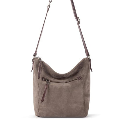The Sak Ashland Crossbody Purse - Women's Leather Handbag For Everyday & Travel - Cross Body With Adjustable Shoulder Strap - color: Mushroom Suede