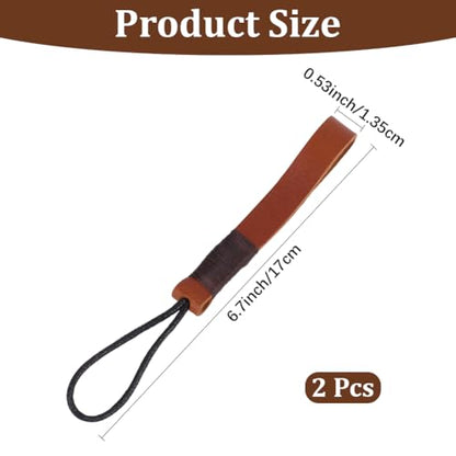 2PCS Brown Cowhide Lanyard Car Keychain Holder Rope Strap Genuine Leather Car Key Fob Keychain Handmade Lightweight Soft Full Grain Leather Keyring Accessories for Men Women - color: Brown
