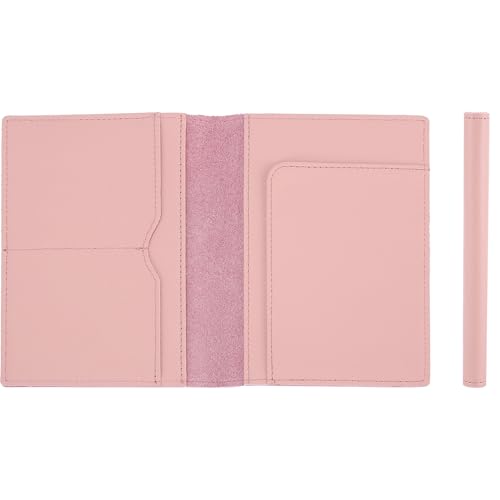 STAR VISTA Albatross Leather Travel Passport Holder, Minimalist Design, Calfskin Leather Case for Women and Men - Slim Passport Wallet, Bifold, RFID Blocking, Pale Pink - color: Pink B
