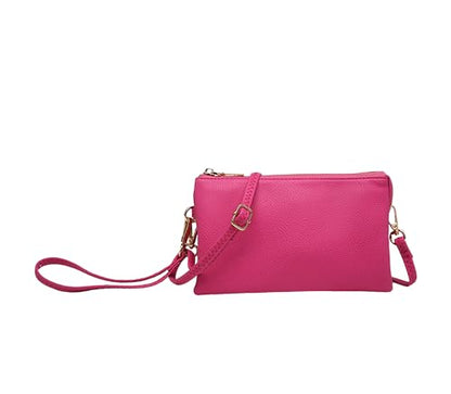 JEN & CO. Riley Small Crossbody Bags Vegan Leather Wristlet Wallets Clutch Purses Shoulder Handbag for Women - color: Berry