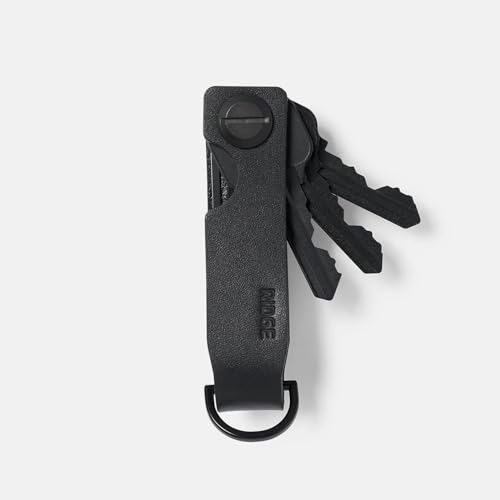 The Ridge Key Organizer - Compact Metallic Key Holder, Minimalist Innovative Keyholder, Smart Keychain Secures 2-6 Keys - color: Midnight Black Leather