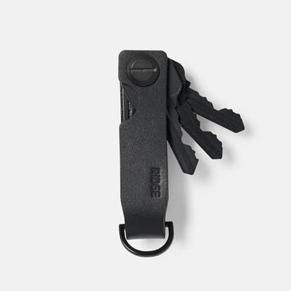 The Ridge Key Organizer - Compact Metallic Key Holder, Minimalist Innovative Keyholder, Smart Keychain Secures 2-6 Keys - color: Midnight Black Leather