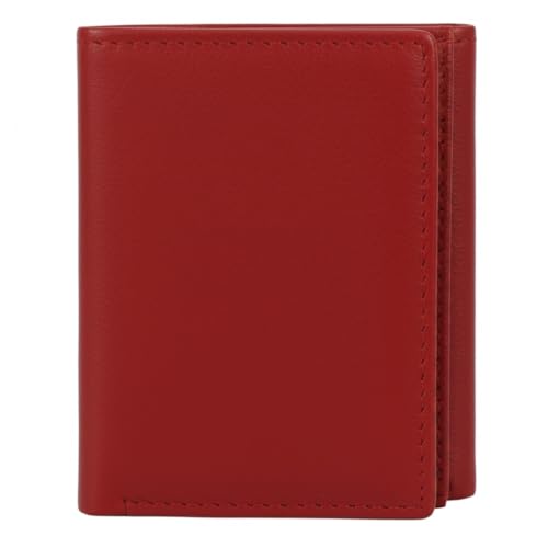 Boys Slim Compact Flap Id and Coin Pocket Trifold Wallet (Red) - color: Red
