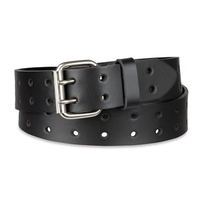 Dickies Men's Double Prong Leather Work Belt – Fully Adjustable, Regular & Big and Tall Sizes - color: Black, size: 34