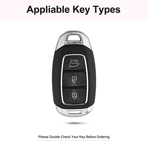 for Hyunda Key Fob Cover with Keychain, Black Genuine Leather Crystal Key Case Protection Shell Compatible with 2022 2021 2020 Hyunda Sonata Santa fe Tucson Keyless Entry 5 Buttons Smart Key - size: for Hyunda B