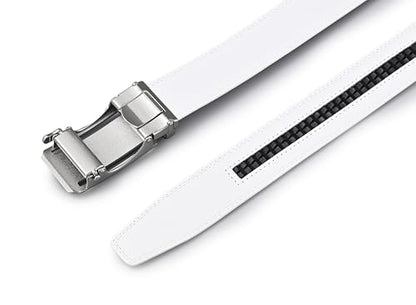 Men's Belt, Ratchet Dress Casual Belt with Adjustable Automatic Buckle Trim to Fit - color: White-04, size: 30"-36" Waist Adjustable