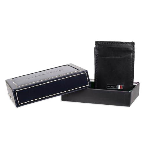 Tommy Hilfiger Men's Leather Orson RFID Bifold Wallet with Removable Passcase - color: True Black