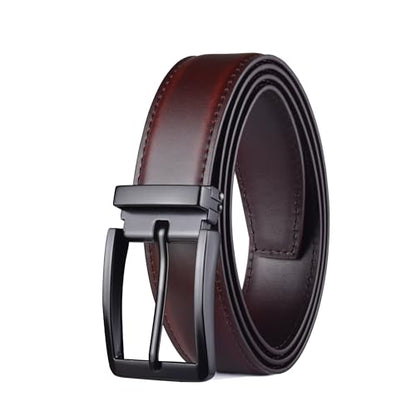 Men's Dress Belt Black Leather Belts for Jeans - color: Brown, size: 28-30 in