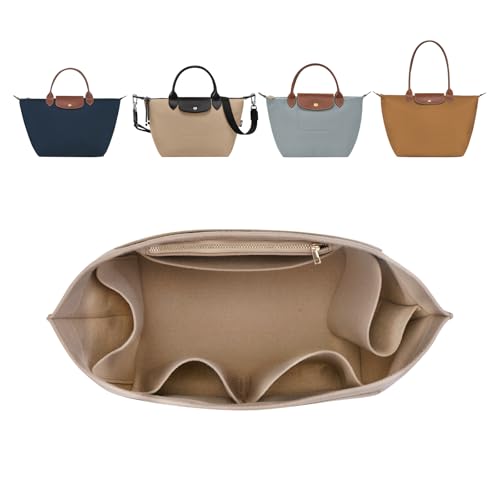 ZTUJO Purse Organizer Insert For Longchamp Le Pliage, Premium Felt Longchamp Purse Organizer Insert (Beige, Medium For Shoulder Bag S & Energy Small & Xtra S) - color: Beige, size: Medium