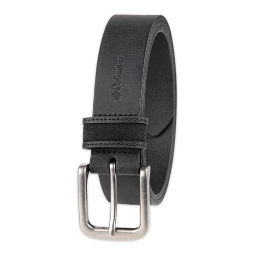 Columbia Men's Casual Everyday Leather Belt – Jeans, Chinos and Daily Wear - color: Black Canvas Logo, size: X-Large (42-44)