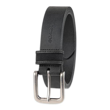 Columbia Men's Casual Everyday Leather Belt – Jeans, Chinos and Daily Wear - color: Black Canvas Logo, size: X-Large (42-44)