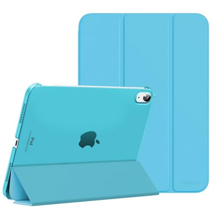 MoKo for iPad (A16) 11th Generation Case, iPad 10th Gen Case, Azure | For iPad 11/10.9 Inch Case 2025/2022, Slim Stand Hard PC Translucent Back Shell Smart Cover,Support Touch ID,Auto Wake/Sleep - color: Azure