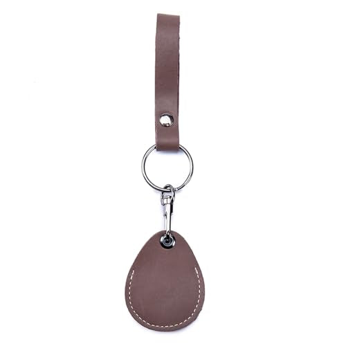 Temvue RFID Key Fob Holder Access Card Holder Leather Key Chains,NFC Smart Tag, RFID Key Fob Protector Common - color: Coffee