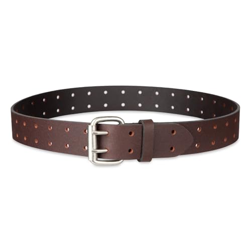 Dickies Men's Double Prong Leather Work Belt – Fully Adjustable, Regular & Big and Tall Sizes - color: Brown, size: 42