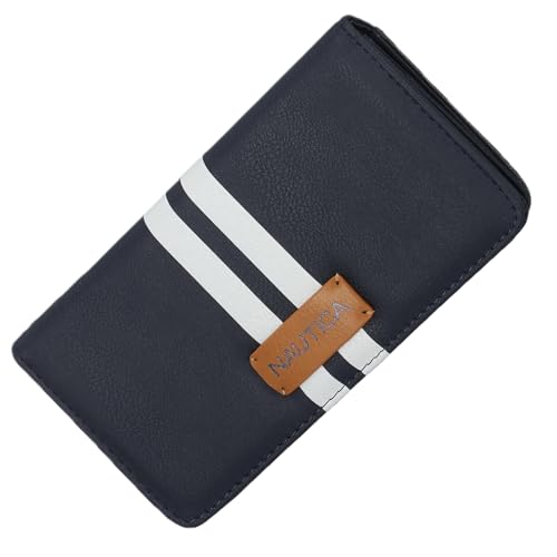 Nautica Seaside Slim Womens Wallet RFID Blocking Credit Card Holder, Coin Purse, Checkbook Organizer Clutch, Small Vegan Leather Wallet for Travel, Indigo - color: Indigo