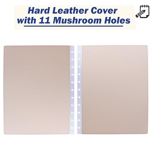Hard PU Leather Discbound Notebook Covers Letter 1 Pair(Khaki) | Waterproof Luxury PU Leather 11 Mushroom Holes Business Journal Cover Compatible with Circa Arc TUL and Happy Planner etc. - color: Khaki, size: Letter
