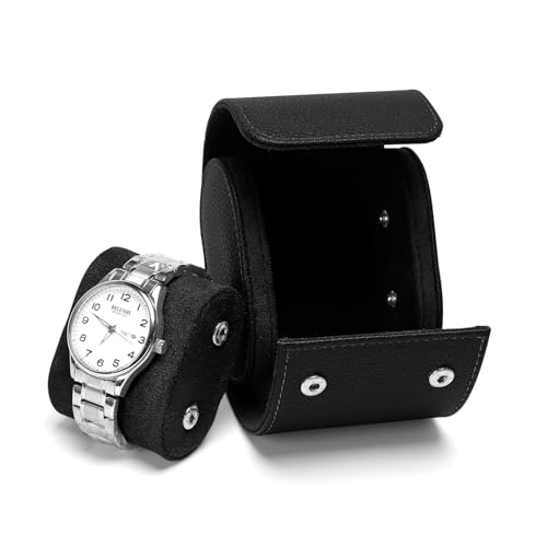 1 Slot Watch Case, Watch Roll Travel PU Leather Box, Watch Storage Case | for Men & Women, Watch Gift Box with Pillow, Portable Organizer for iWatch Smartwatches and Mechanical Watches Storage, Black - color: Black, size: 1 Slot