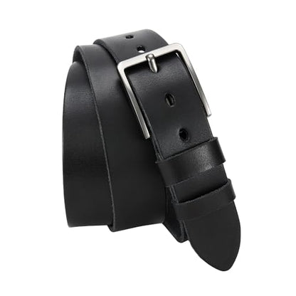 Men's Genuine Leather Casual Belt -Full Grain Leather Belt for Men- 1.5" Handmade Jeans Belt with Gift Box - color: Full Grain Black Belt, size: 46(Fits Waist 42" - 45")