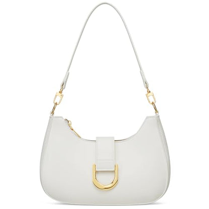 KKXIU Shoulder Bag for Women Trendy Everyday Purse Cute Handbag | Removable Short Strap, Extra Gold Chain for Versatile Style,Inner Zipper Pocket & 3 Card Slots, PU Vegan Leather - color: White