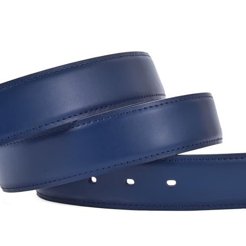 Men's Dress Belt Black Leather Belts for Jeans - color: Blue, size: 38-40 in