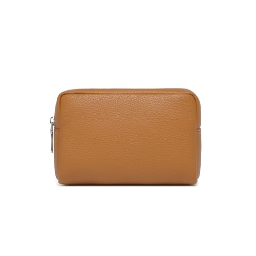 Makeup Bag for Purse Travel Cosmetic Bag (PU Ochre) - color: Ochre