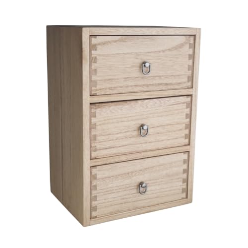 DDYURI Desktop Drawer Organizer Drawers Wooden Box Caddy Office Supplies Storage on Dresser Table 3-Tier Color-Light Brown - color: Light