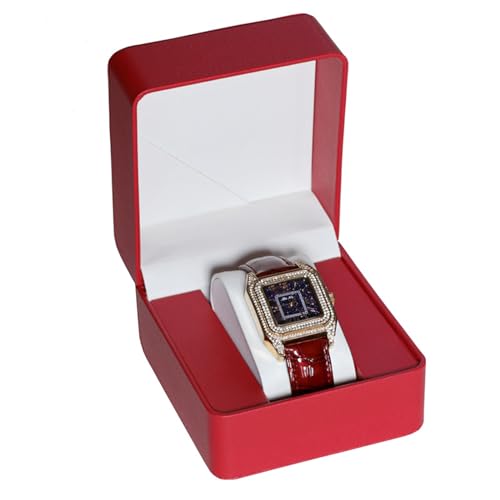 Watch Box, PU Leather Watch Case, Gift Boxs With Cushion For Most Watches, Smart Watch & jewelry,Watch Organizer as Gifts For Birthday, Men and Women (1, Red) - color: Red