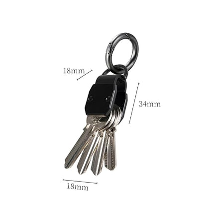 Compact Aluminum Mini Key Organizer Holder Keychain with Carabiner Clip. | 34mm x 18mm x18mm, Up to 4 Keys Storage. - color: Aluminum - Mini - Carbon Fiber.