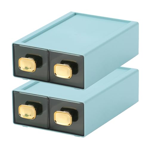 Desktop Storage Drawers, Stackable Countertop Organizer with Drawers | Cyan, 4 Small Drawers for Office Supplies, Makeup Organizer, Home Improvement, Desk Organization, Teacher Toolbox - color: 4 Small Drawers, CYAN
