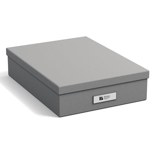 Bigso Oskar Fiberboard Label Frame Document Letter Box | Grey - color: Grey, size: 1 Pack